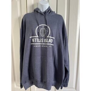 Nettles Island Jensen Beach Florida Port & Co Gray Turtle Hooded Sweatshirt XL